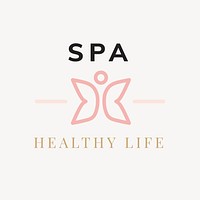 Spa logo template, butterfly illustration for health & wellness business vector