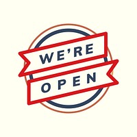 We're open logo editable shop badge sticker design text vector