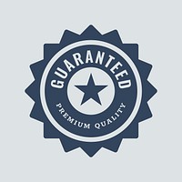 Guaranteed quality logo editable badge sticker design with premium quality text psd