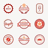 Business logo editable template professional retro branding design vector set