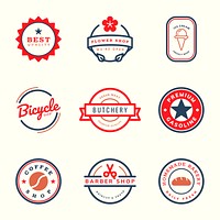 Business logo editable template professional retro branding design vector set