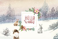 Hello winter watercolor typography vector