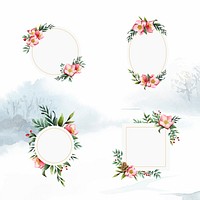 Set of Hellebore flower frames painted by watercolor vectors