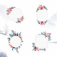 Set of Hellebore flower frames painted by watercolor vectors