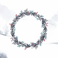 Round shaped Christmas wreath vector watercolor style