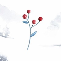 Christmas berries painted by watercolor vector