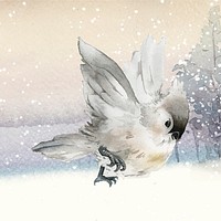 Tufted titmouse bird in wintertime watercolor vector