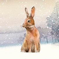 Wild hare in a winter wonderland painted by watercolor vector
