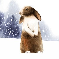 Wild brown rabbit in a winter wonderland painted by watercolor vector