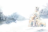 Polar bears in the snow watercolor vector