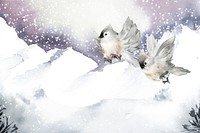 Hand drawn tufted titmouse birds in wintertime vector