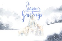 Seasons&#39;s greetings card with hand-drawn polar bears vector