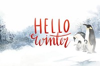 Hello Winter watercolor typography vector