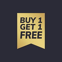 Gold buy 1 get 1 free banner vector