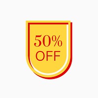 50% off shop sale promotion advertisement badge vector