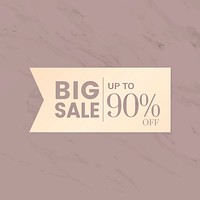 Big sale up to 90% off shop promotion advertisement badge vector