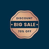 Sale discount 70% off shop promotion advertisement badge vector