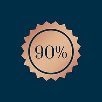 90% sale promotion advertisement badge vector
