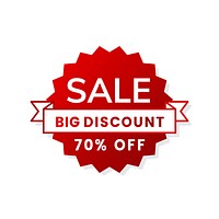 Big discount 70% off shop promotion advertisement badge vector