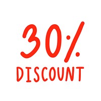 Discount typography vector in red