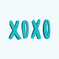 Xoxo typography vector in blue