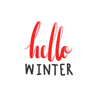 Hello winter typography vector isolated on white