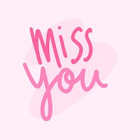 Miss you typography vector in pink