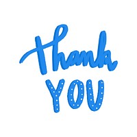 Thank you typography vector in blue