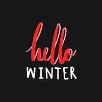 Hello winter typography vector on black