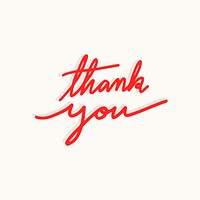 Thank you typography vector in red