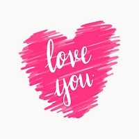Love you typography vector in pink