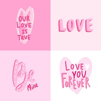 Collection of valentines day typographies