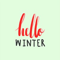 Hello winter typography vector isolated on green