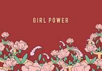 Girl Power on floral background vector