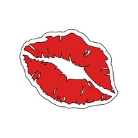 Red lipstick print sticker vector