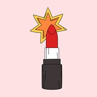 Bright red lipstick sticker vector