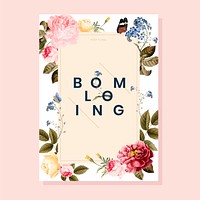 Blooming floral frame card illustration