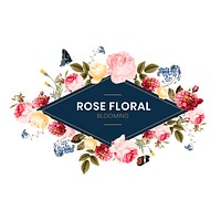 Blooming rose floral frame card