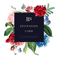 Floral invitation card mockup illustration