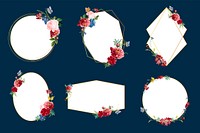 Romantic floral badge design illustrations