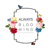 Blooming floral frame card illustration