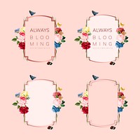 Set of floral card template illustrations