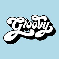 Groovy word typography style illustration
