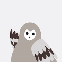 Cute wild gray owl cartoon vector