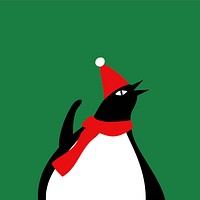 Cute penguin with a Christmas hat cartoon vector