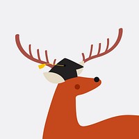 Cute deer with a graduation hat vector design