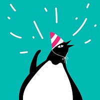Cute penguin wearing a party hat cartoon vector