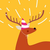 Cute deer with antlers wearing a party hat vector design