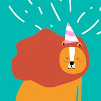 Lion in a cartoon style wearing a party hat vector