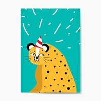Cute cheetah wearing a party hat vector